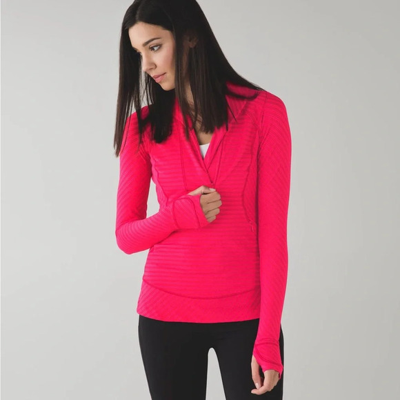 Lululemon Think Fast Pullover Double Trouble Stripe Deepest Cranberry Size: 8 - Picture 1 of 7